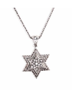 תליון מגן דוד קטן זהב לבן עם דימון, מתנות ט"ו באב, א